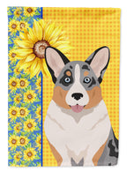 Summer Sunflowers Blue Merle Cardigan Corgi Garden Flag