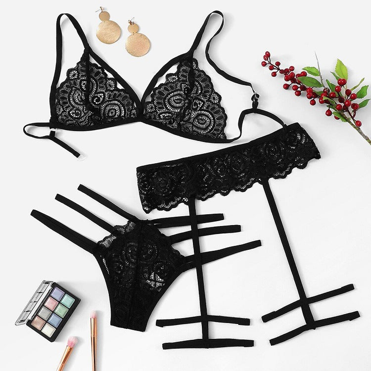 Lace Sheer Lingerie Set for Women - 3 Pieces