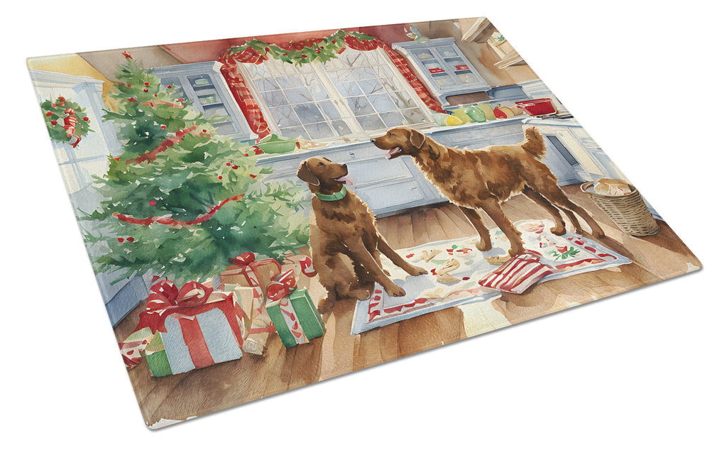 Chesapeake Bay Retriever Christmas Cookies Glass Cutting Board