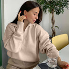 Solid Color Women's Knit Polo Neck Pullover Sweater | Streetwear