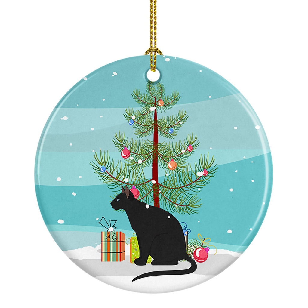 Ojos Azules Cat Christmas Ceramic Ornament
