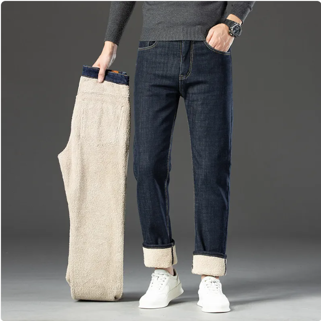 Fleece-Lined Straight Leg Jeans