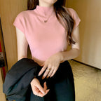 Ice Silk Knit Short Sleeve Top for Women (Summer)