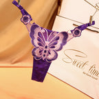 Adjustable Plus Size Butterfly Embroidery Thong Panties