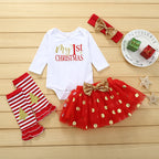 Girls' Long Sleeve Christmas Bodysuit with Tulle Skirt