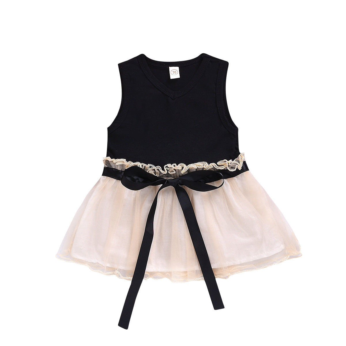 Sleeveless Lace Dress with Wooden Accents