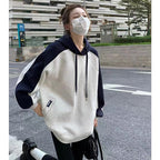 Retro Hooded Contrast Color Sweatshirt for Women | Streetwear