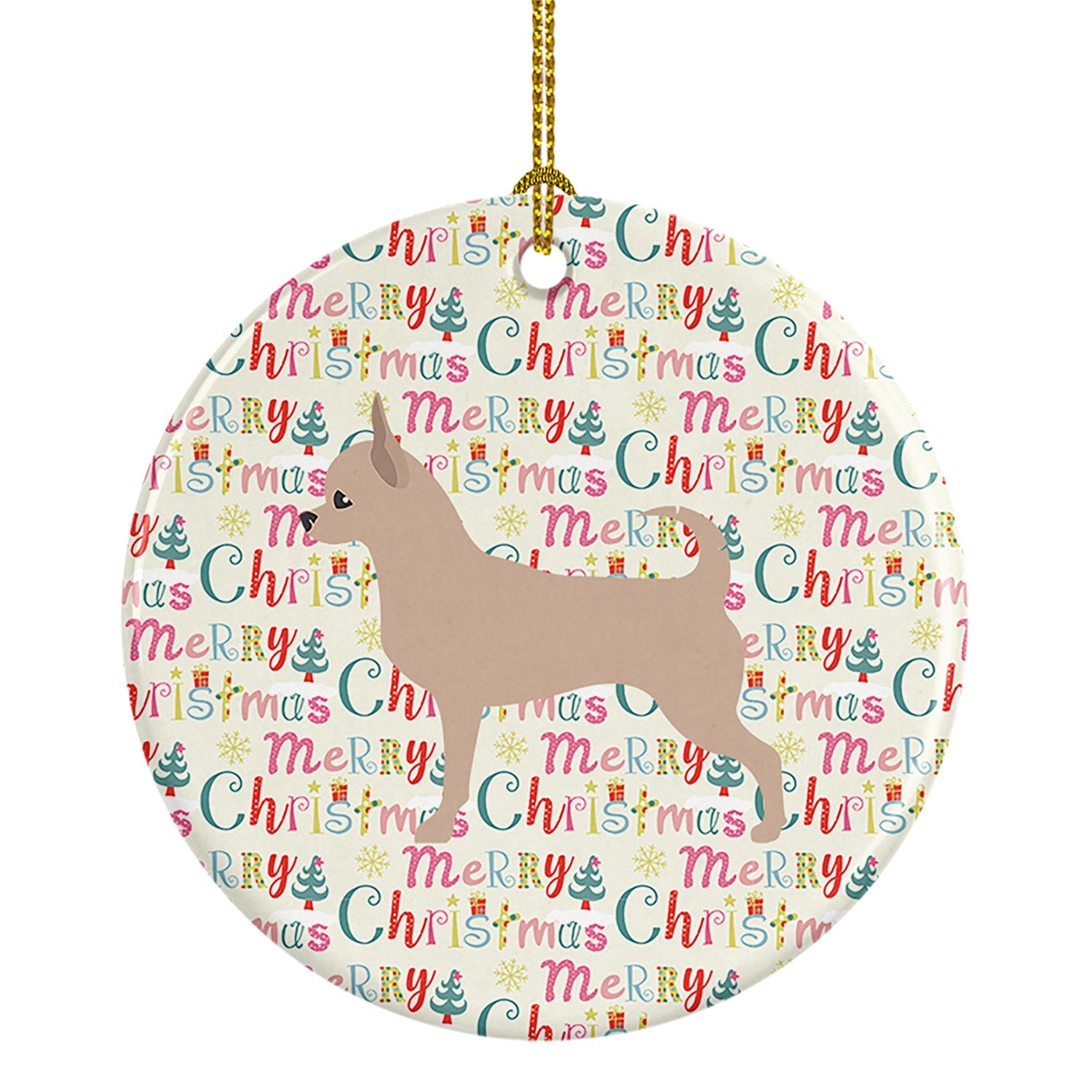 Chihuahua Merry Christmas Ceramic Ornament