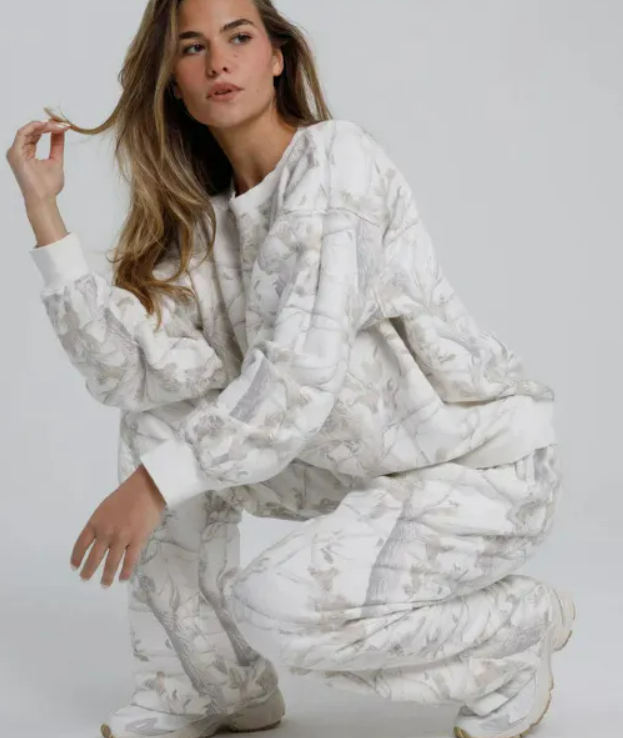 Women's Camouflage Hoodie Maple Leaf Print Sweatshirt Suit | Streetwear