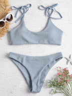2018 Women's Sexy Solid Color Bikini Set with Lace