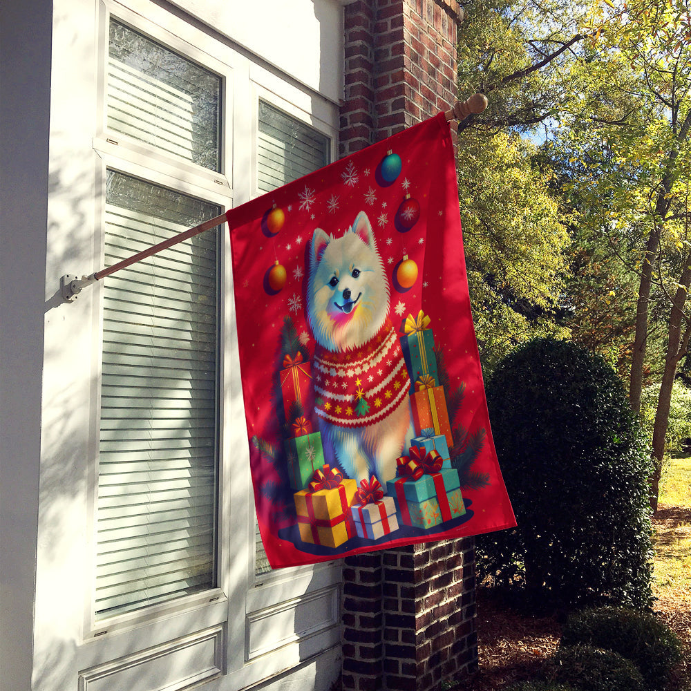 Japanese Spitz Holiday Christmas House Flag
