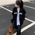 American Street Mask Letter Oversized Jacket