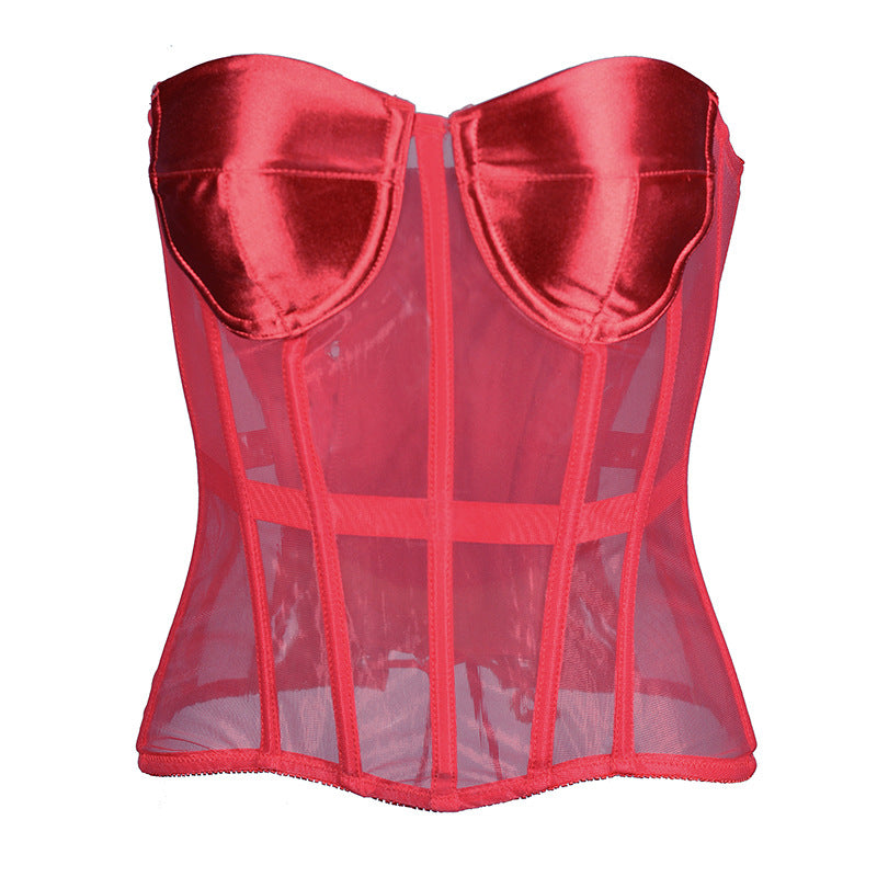 P3202 Breathable Mesh Sheer Fishbone Corset