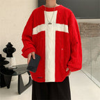 Vintage Loose Knit Cross Sweater for Men