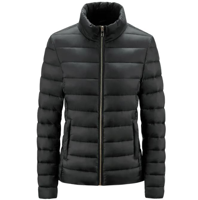 Simple Women's Stand-up Collar Puffer Jacket