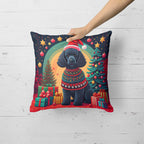Black Poodle Christmas Throw Pillow
