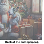 English Bull Terrier and Santa Claus Glass Cutting Board