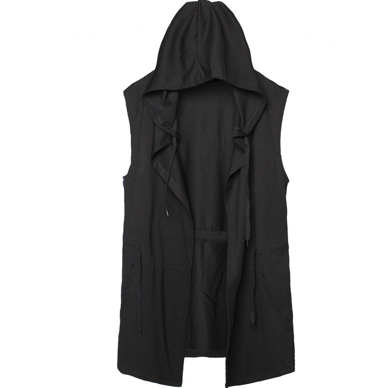 2023 Punk Hip Hop Hooded Trench Coat for Men
