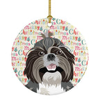 Shih-Tzu Silver and White #2 Christmas Ceramic Ornament