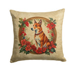 Basenji Christmas Flowers Throw Pillow