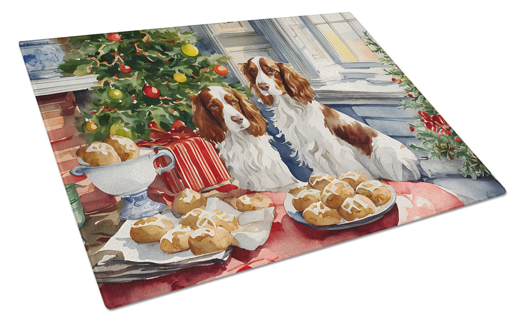 Welsh Springer Spaniel Christmas Cookies Glass Cutting Board
