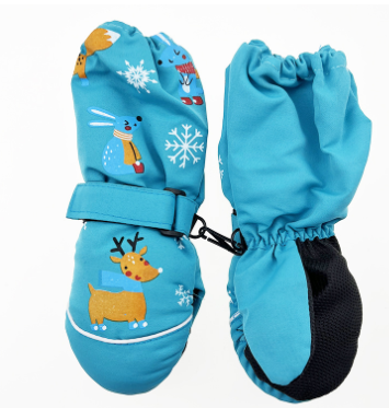 Children's Winter Thick Ski Gloves with Deer Rabbit Print