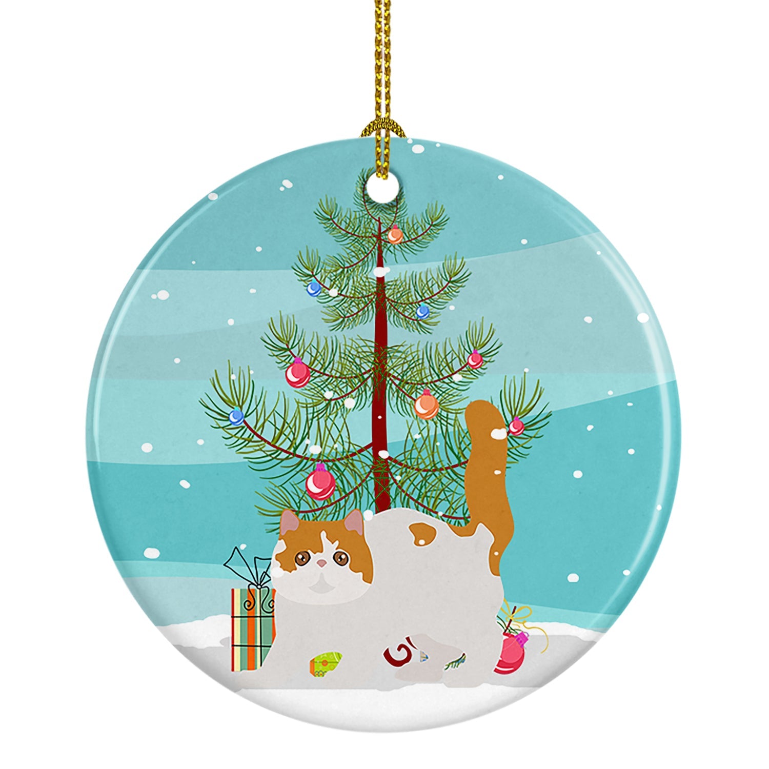 Exotic Shorthair Cat Christmas Ceramic Ornament
