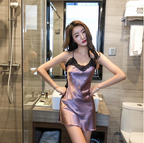 Transparent Ice Silk Lace Pajamas Nightwear Set
