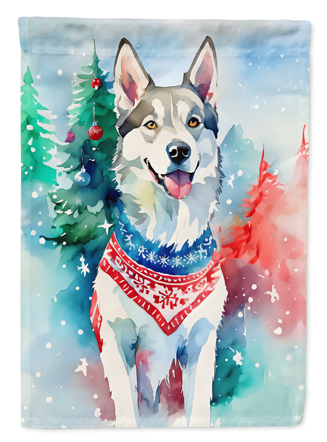 Siberian Husky Christmas Garden Flag