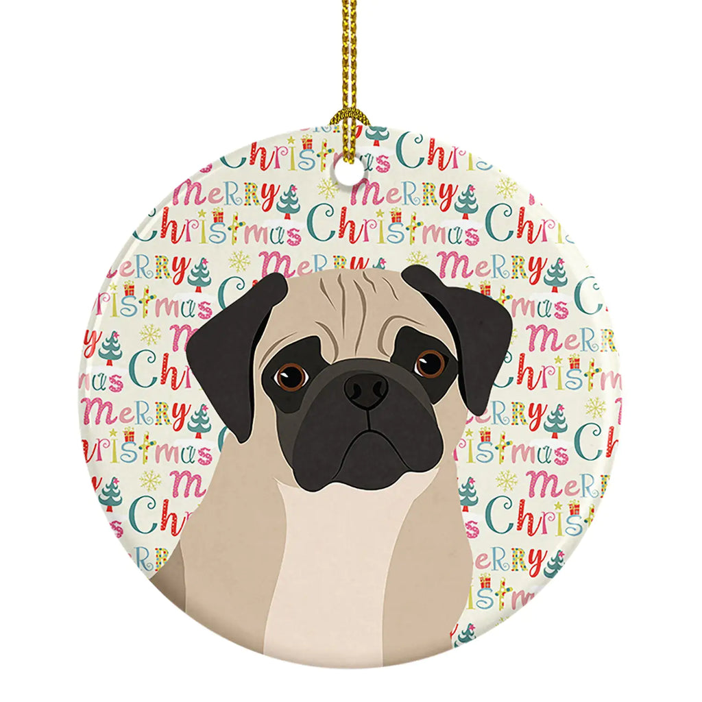 Pug Fawn #3 Christmas Ceramic Ornament