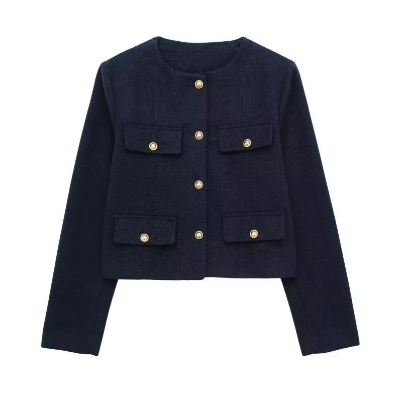 Fashion Casual All-match Flip Trim Short Coat