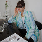 Vintage Striped Hand-Painted Women's Blazer Jacket