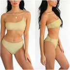 2019 Women's One-Shoulder Metallic Bikini Swimsuit 9182