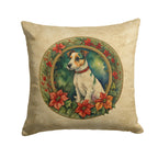 Jack Russell Terrier Christmas Flowers Throw Pillow