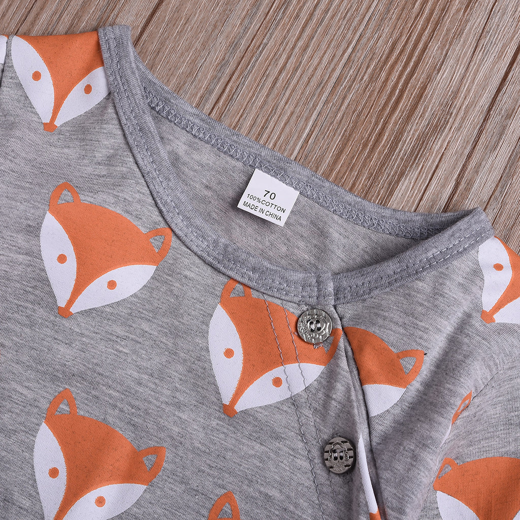 Cartoon Fox Baby Bodysuit for Spring and Autumn