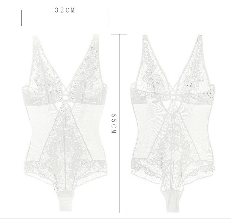 Lace Bodysuit with Sheer Shaping Lingerie and Back Design