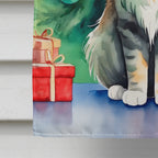 MaineCoon Cat By the Christmas Tree House Flag