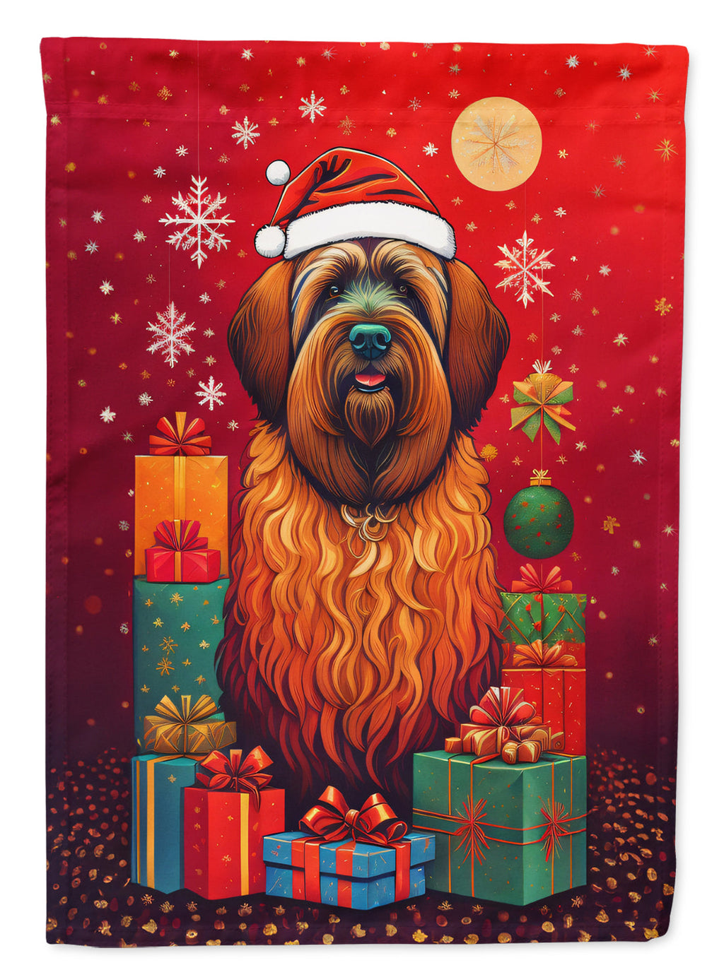 Briard Holiday Christmas House Flag