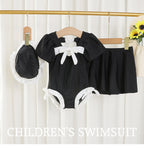 3Pcs Girls Bikini Set with Ruffle Skirt and Caps