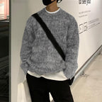 Thick Knitted Retro Round Neck Pullover Sweater for Men | Streetwear