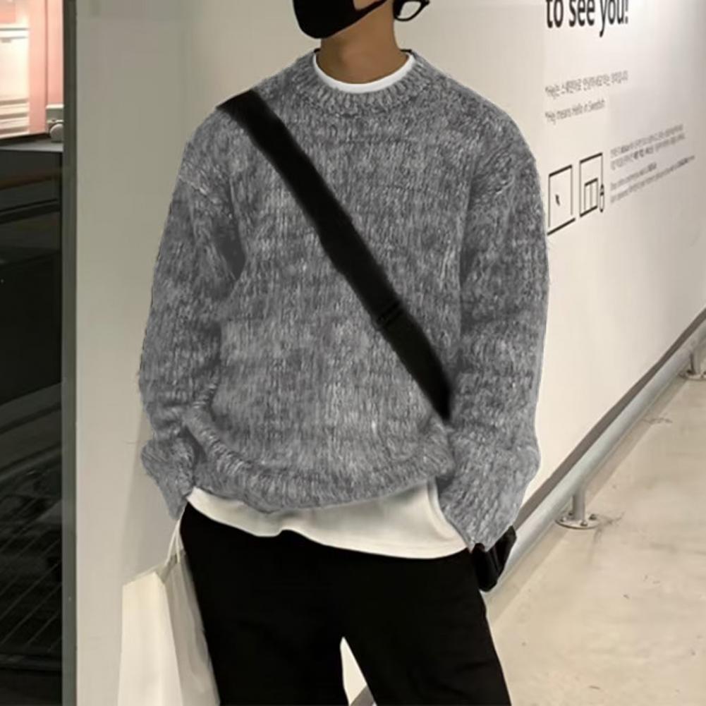 Thick Knitted Retro Round Neck Pullover Sweater for Men | Streetwear