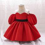 Puff Sleeve Girls' Dress for Party and Baptism