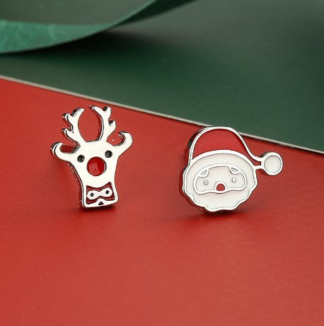 Sweet Christmas Earrings - Silver Red Studs