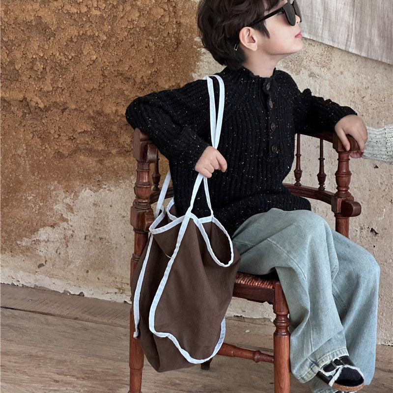 Chic Loose Retro Sweater for Children in Spring