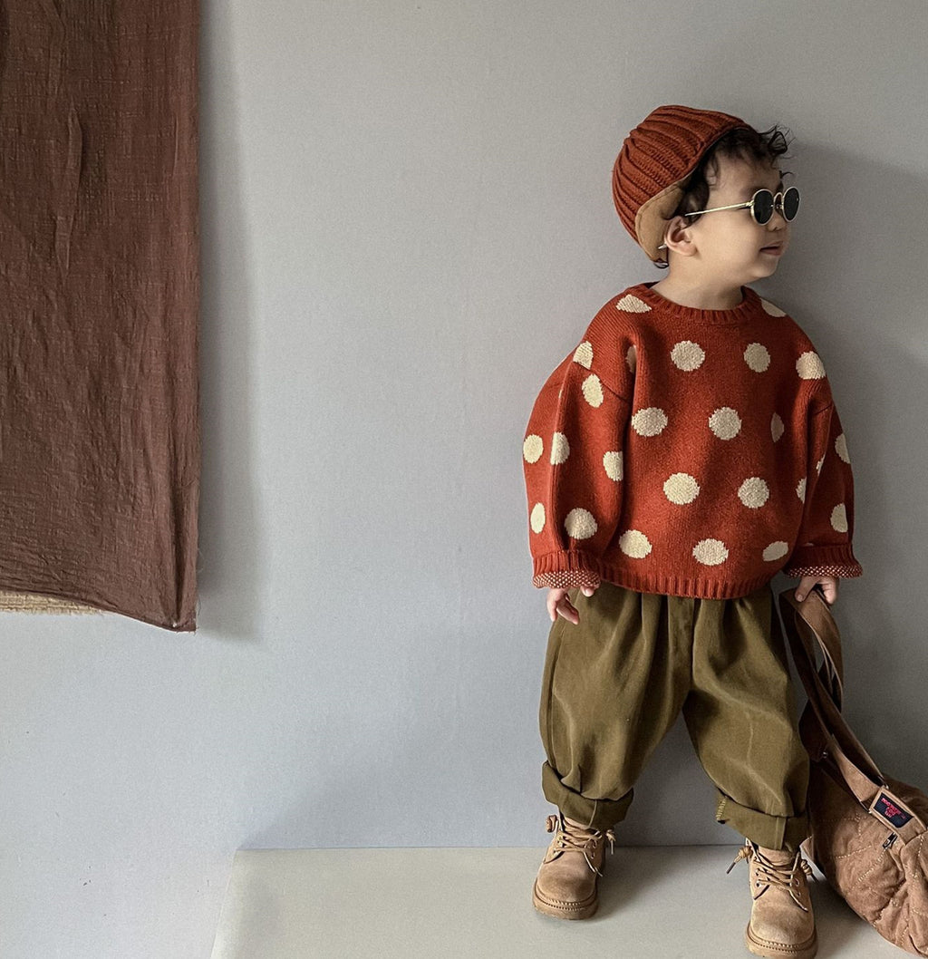 Vintage Polka Dot Printed Knitwear Pullover Fashion | Streetwear