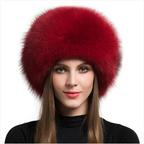 Luxurious Fox Fur Hat for Women – Ear Warmer | Embroidered Cap
