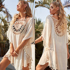 Off-The-Shoulder Fringed Bikini and Beach Blouse