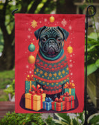 Black Pug Holiday Christmas Garden Flag
