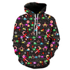 Christmas Print Long Sleeve Hoodie in Polyester | Streetwear