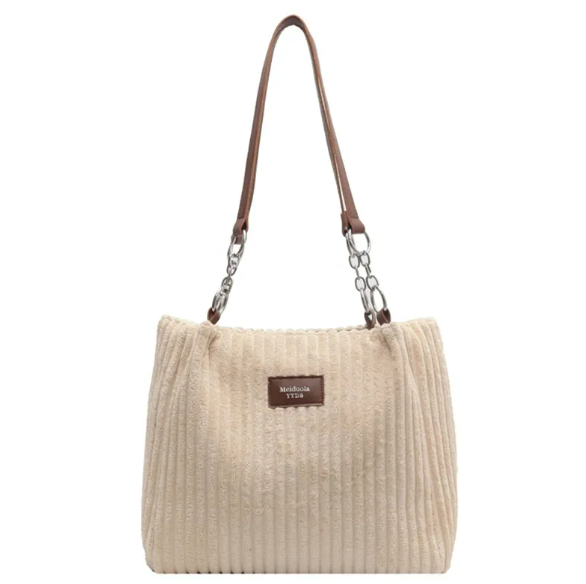 Corduroy Shoulder Tote Bag | Organic Cotton